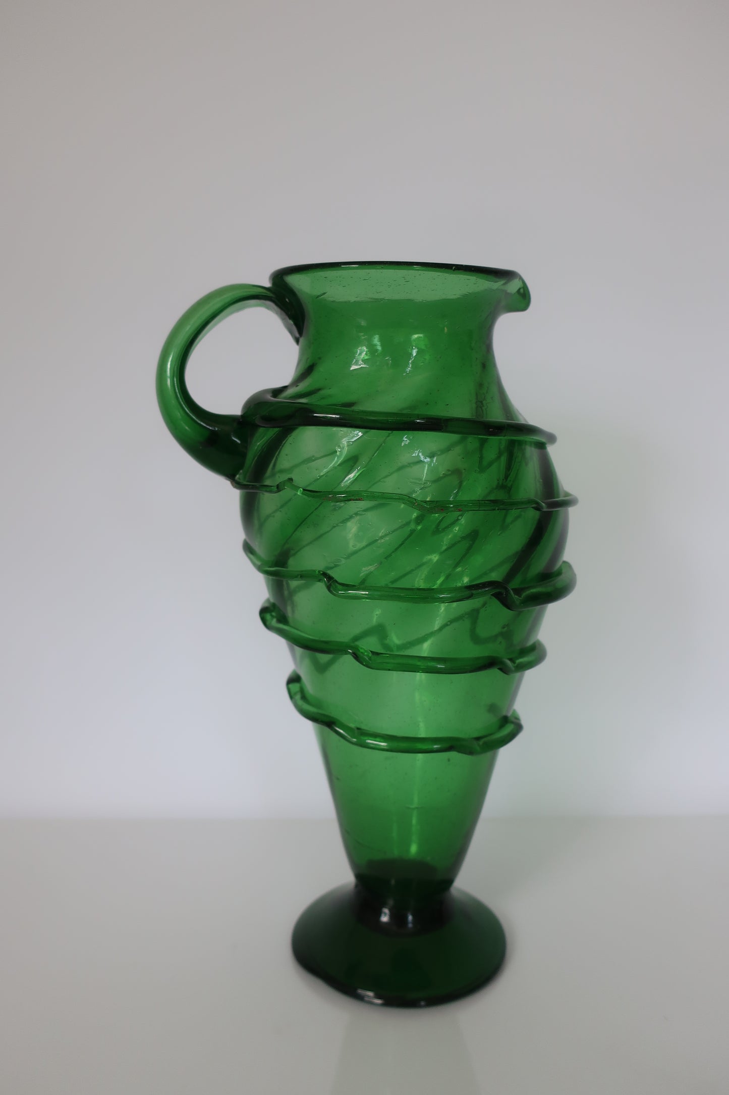 Handblown Green Spiral Pitcher