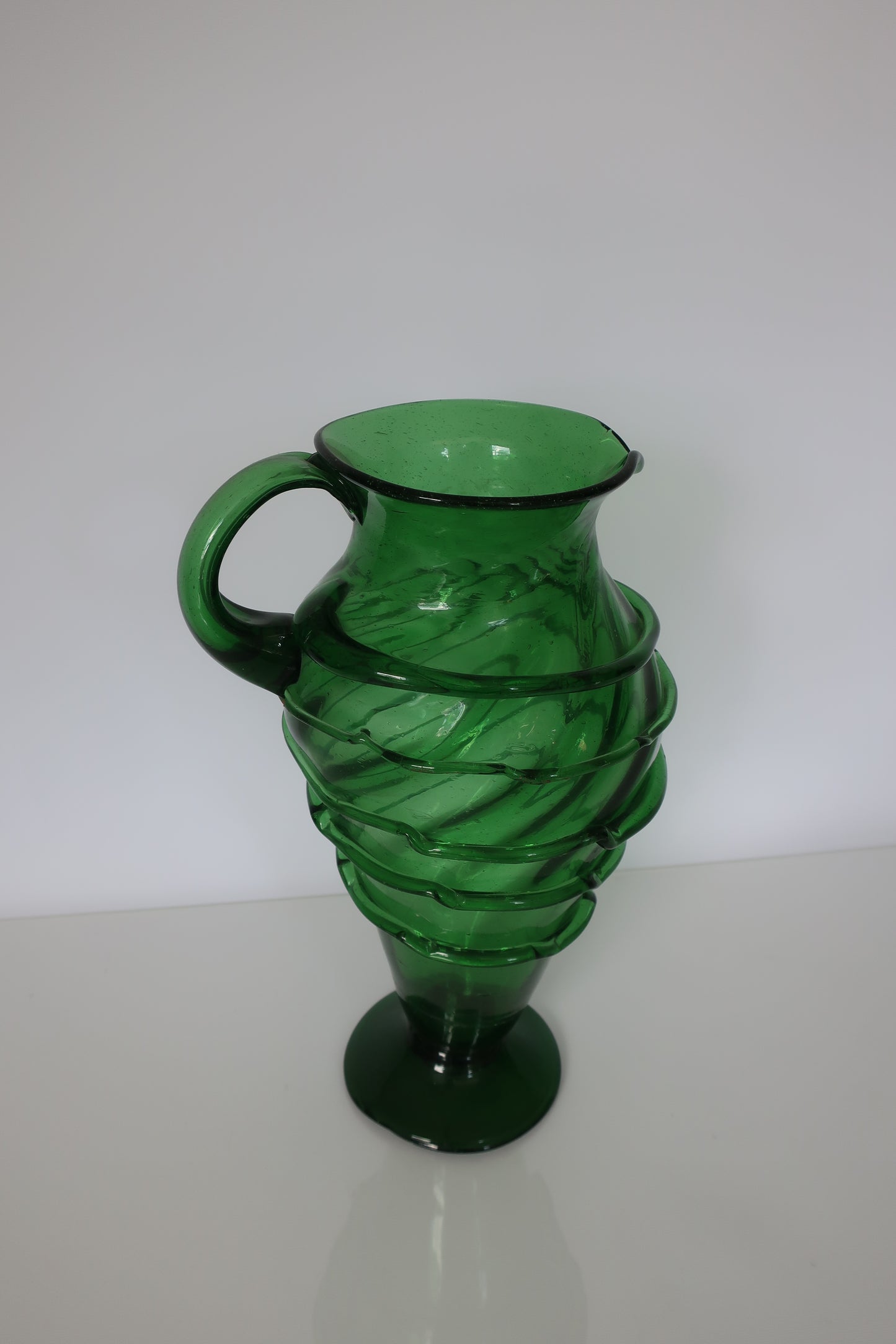 Handblown Green Spiral Pitcher