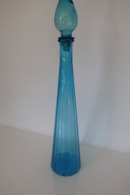 Empoli Ribbed Blue Decanter