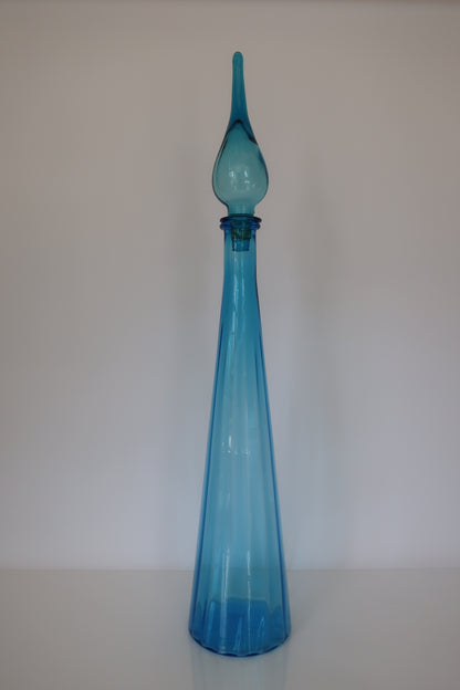 Empoli Ribbed Blue Decanter