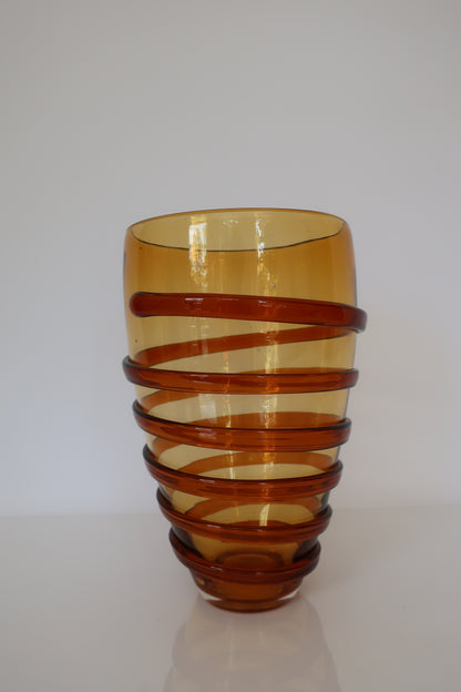 Italian Amber Swirl Large Vase