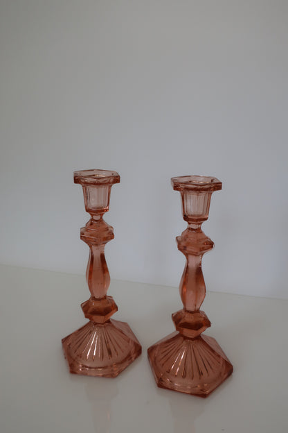 Pink Candle Holder Set