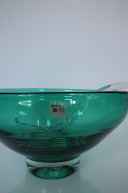 Blenko Juniper Punch Bowl Set