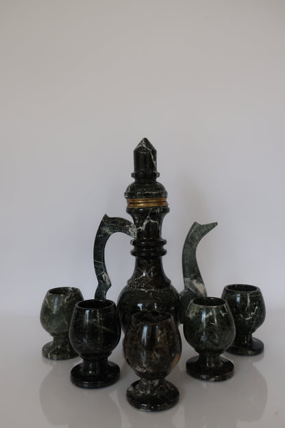 Black Marble & Brass Sake Set